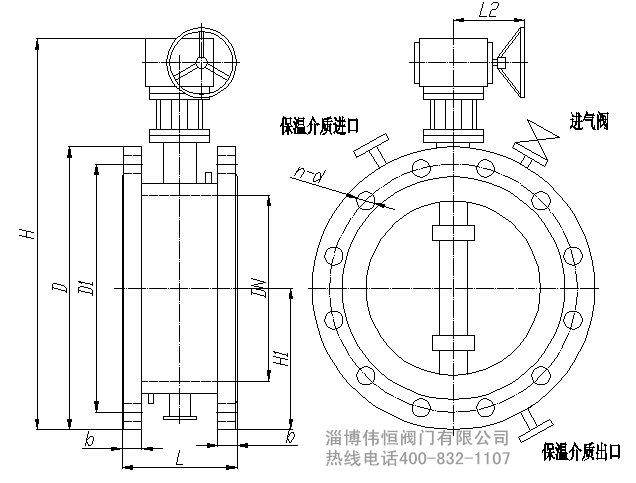 焦化煤氣專用保溫噴吹蝶閥外形尺寸