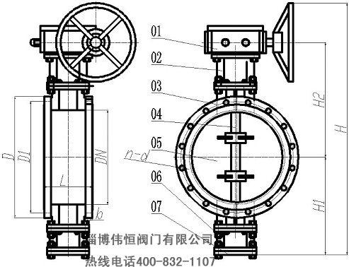 熱臟煤氣專用蝶閥外形尺寸